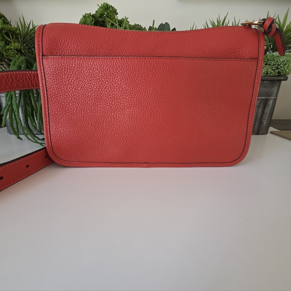Coach Pennie Crossbody Bag With Coin Purse Mango Red Pebbled Leather-NWOT - Picture 5 of 14